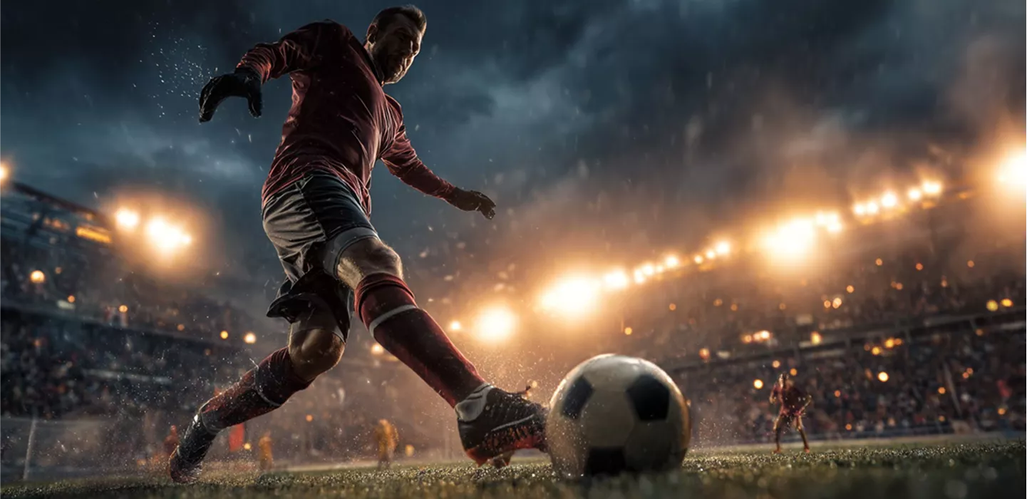 Futbolcu sahada topa güçlü bir vuruş yapıyor, 1xbet üzerinden yapılan futbol bahislerinde heyecanı artırıyor. 1xbet giriş ile maçın her anını takip edebilir, 1xbet güncel oranlarla kazanç şansınızı yükseltebilirsiniz.